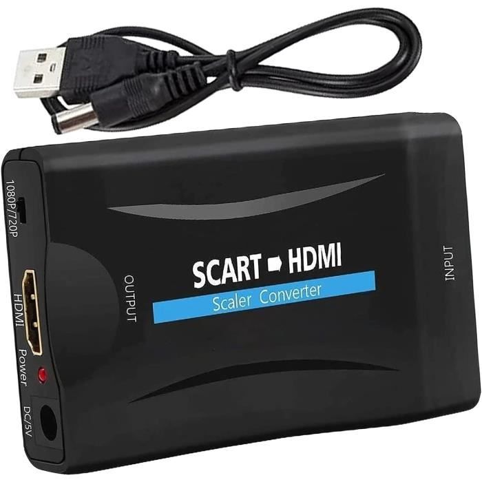 Convertisseur HDMI vers péritel adaptateur HDMI peritel Convertisseur vidéo péritel  vers HDMI 1080P/720P Noir