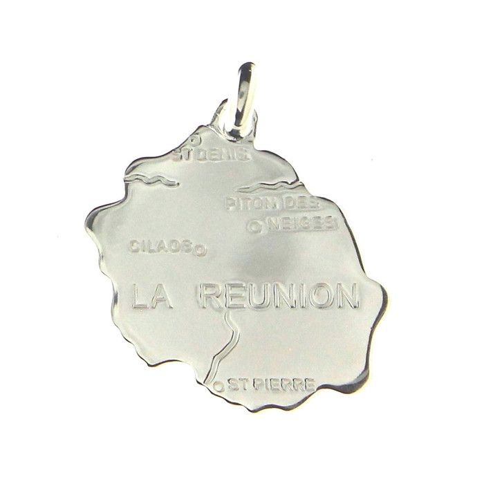 Pendentif Ile de la Réunion en Argent + chaîne - Cdiscount