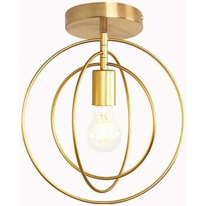 Plafonnier Rétro Industrielle en Métal DIY Lustre Fer Doré Boules 360°Régble Lampe Suspension Luminaire Diamètre 32cm AOAE015239