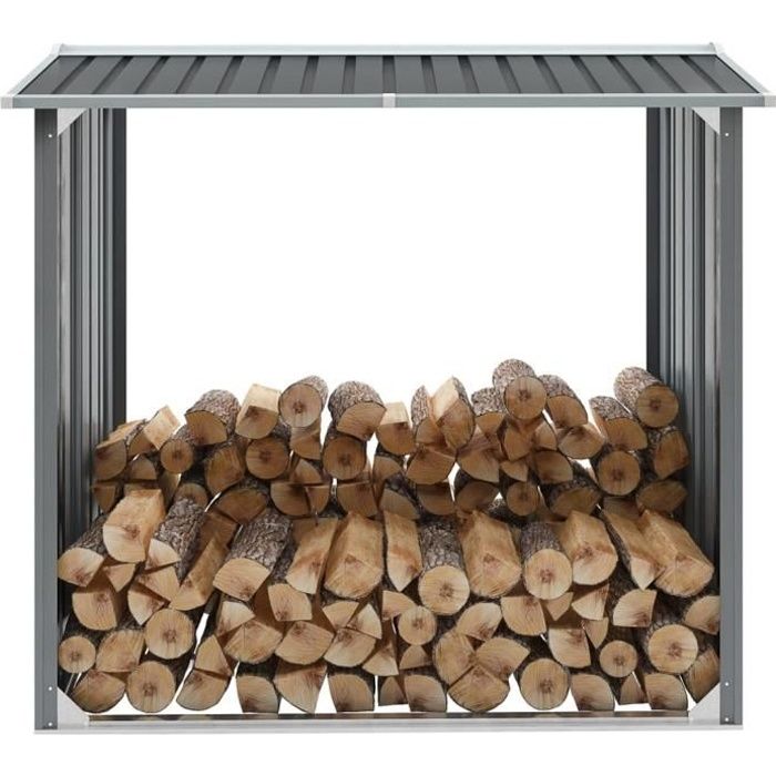 Luxueux Magnifique-Abri de stockage de bois Abri de Chauffage ABRI BÛCHES Jardin Acier galvanisé 172x91x154 cm Gris