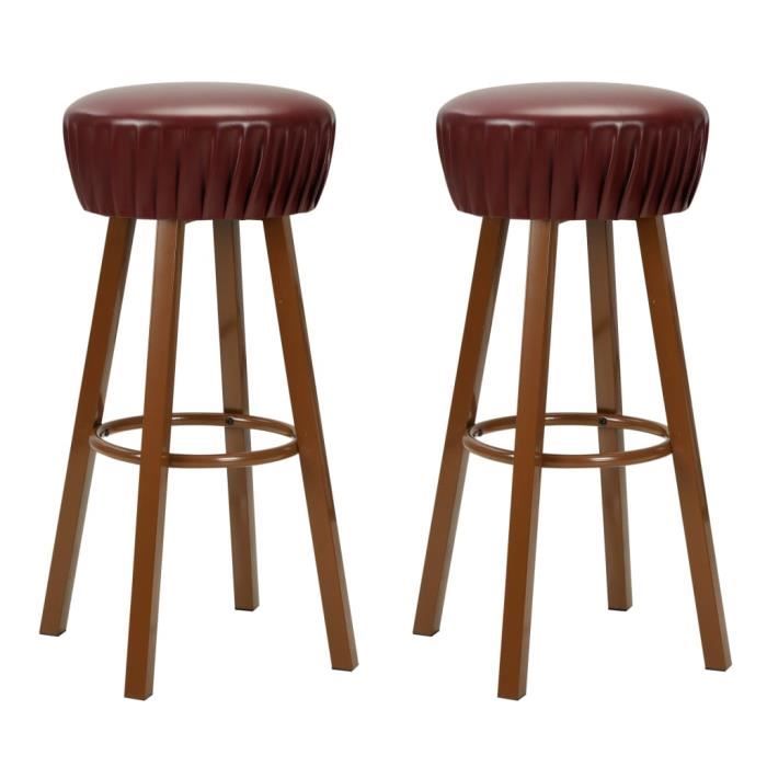 lot de 2 tabourets de bar contemporain chaises de bar - fauteuil de bar marron - similicuir