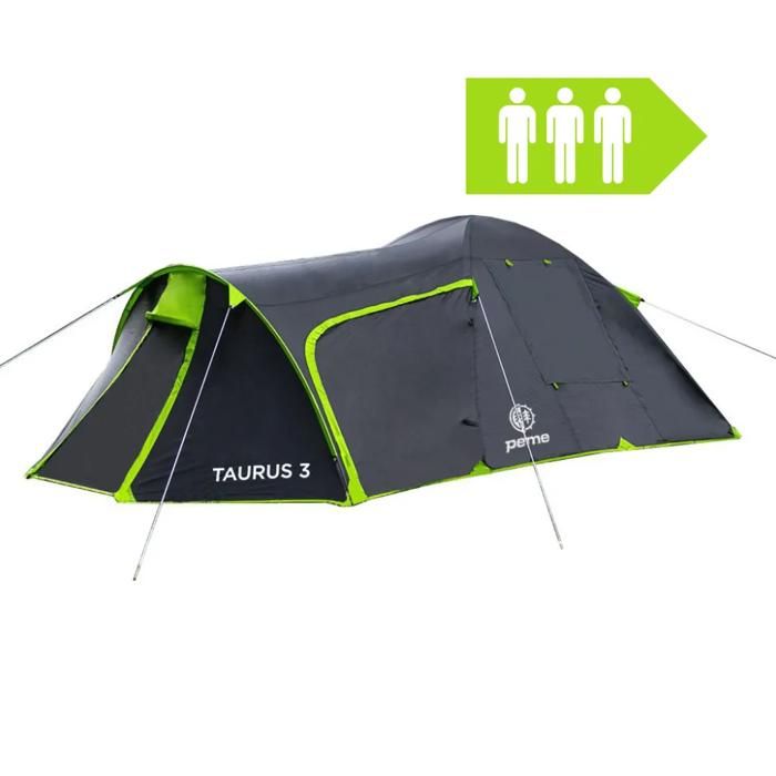 Tente de camping - PEME - Taurus 3 - 3 places - Vestibule spacieux - Moustiquaire & imperméable