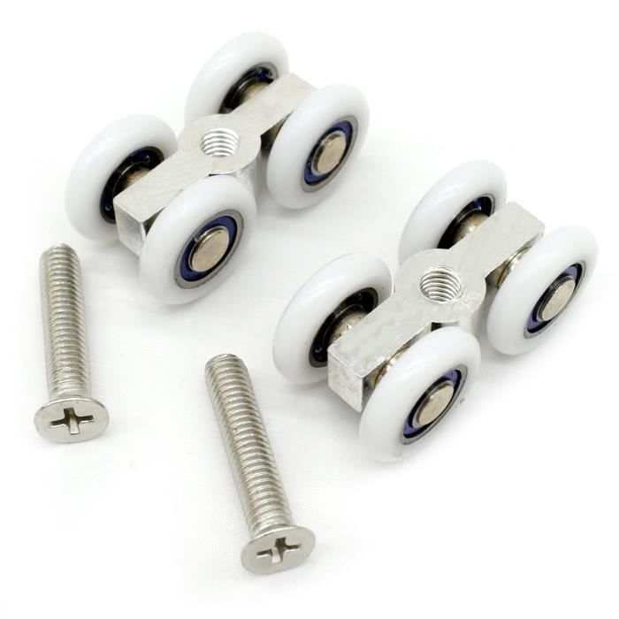 Roulements Double Rouleaux Pour Porte/Fenêtre Coulissante - Acier - Charge 40kg - Lot De 6 - 71x16mm