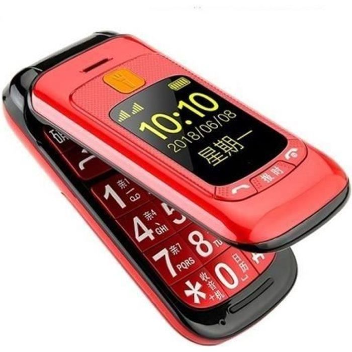 Achat T&eacute;l&eacute;phone portable Téléphone grosses touches mobile sénior à clapet - Double écran LCD - Sonnerie et volume ultra fort - Bouton SOS S32512 pas cher