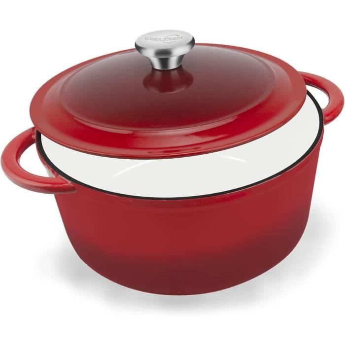 Cocotte Fonte Ronde le Creuset, Casserole en Fonte Emaillee avec Couvercle, Compatible Tous Feux