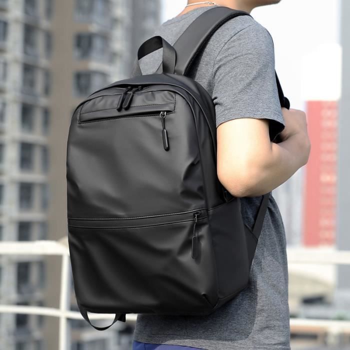 Sac à dos étudiant noir en texture mode pour ordinateur 14 pouces résistant à l