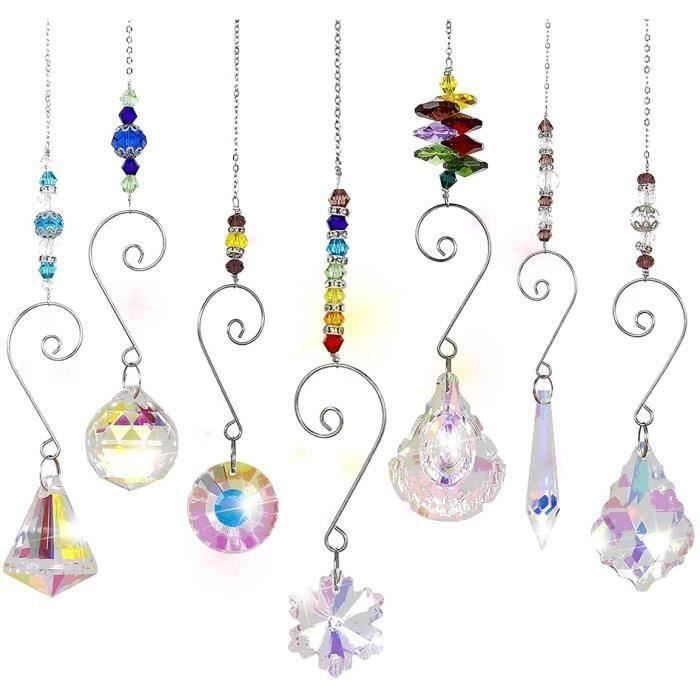 7 Attrape-Soleil Cristal Arc-en-Ciel - Pendentifs Prismes Verre Suncatcher Feng Shui