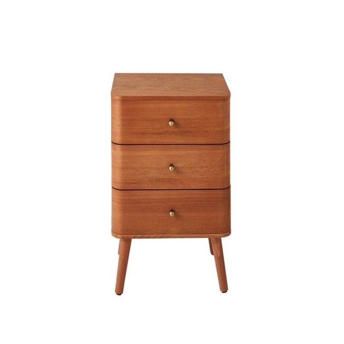 CALICOSY - Chevet 3 tiroirs avec façades aux bords arrondis H71 cm KARL - Bois clair