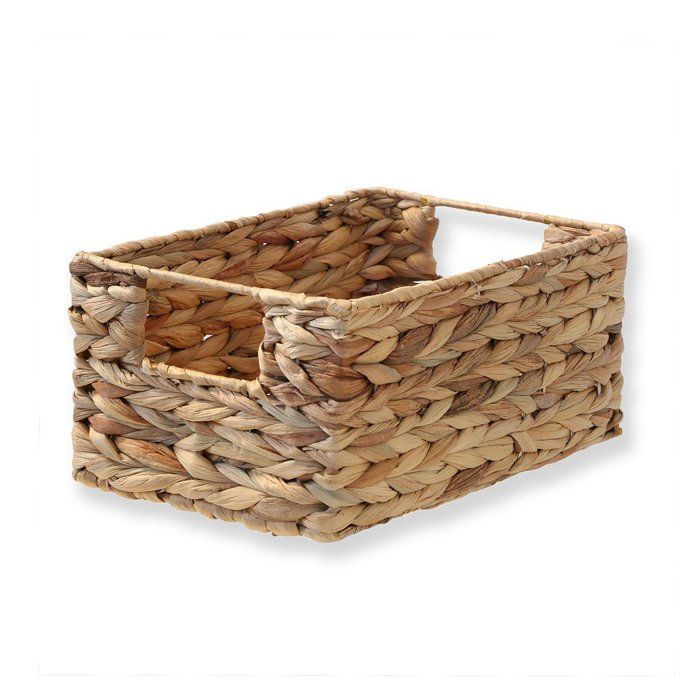 Casâme Panier en Jacinthe d'eau - Armature Métal - avec Poignées - en Fibres Naturelles - L 28 x P 19 x H 13 cm