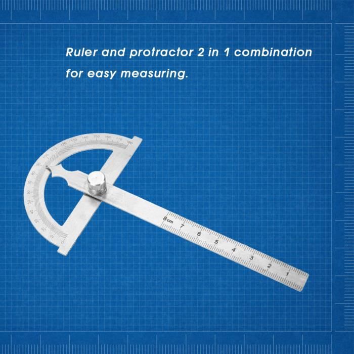 Règle Rapporteur 0-180° Acier Inoxydable 15cm - Goniomètre Jauge D'Angle Multifonction
