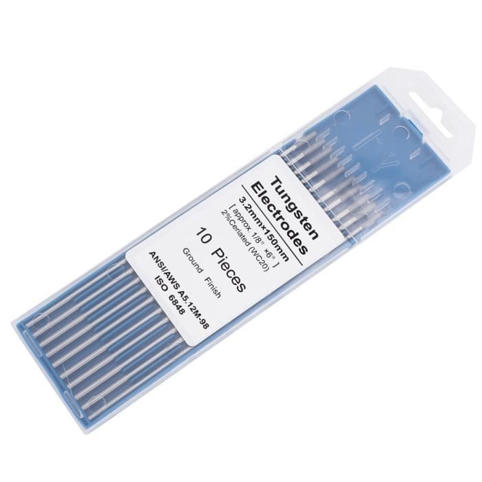 Lot De 10 électrodes En Tungstène Pour Soudure TIG - Couleurs Variées (bleu, Noir, Or...), Diamètres Mélangés