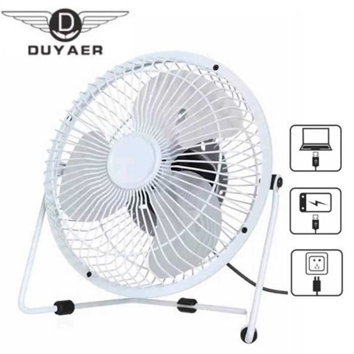 Ventilateur sur pied - DUYAER - Mini USB - Débit dair élevé - 4 vitesses - Blanc - Duyaer