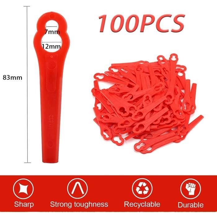 Lot De 100 Lames En Plastique Compatibles Avec Coupe-Bordure