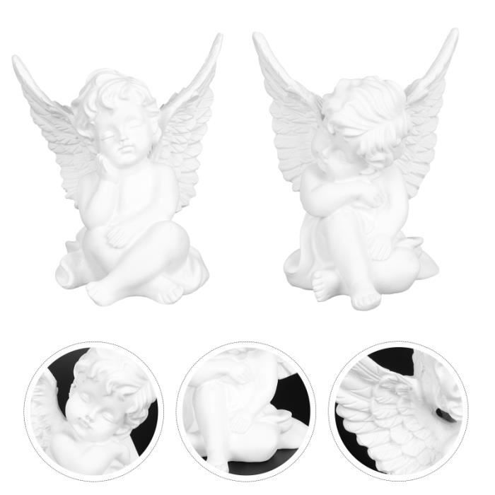 2Pcs Cherub Figurines Accueil Décor Cherubs Angels Résine Jardin Statue