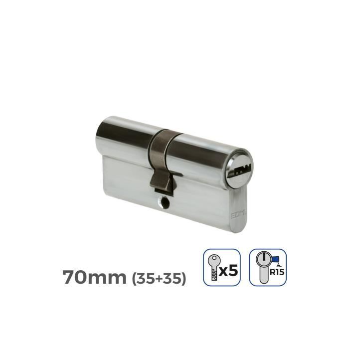 MAUER NW5 Cylindre De Sécurité 31 X 31 Couleur Laiton Avec Bouton Tournevis, Cylindre Renforcé Anti-éclatement, Anti-bumping, Anti-perçage, Came Anti-retrait