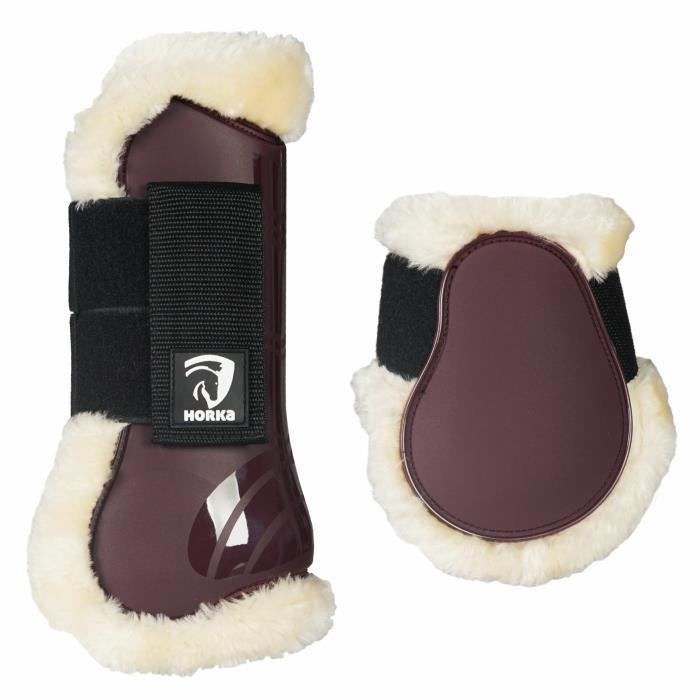 Meilleurs prix pour Lot de 4 guêtres fermées PVC pour cheval Horka - bordeaux - S