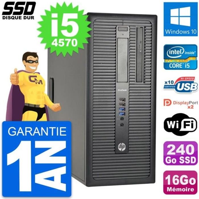 PC Tour HP ProDesk 600 G1 Intel Core i5-4570 RAM 16Go SSD 240Go Windows 10 Wifi