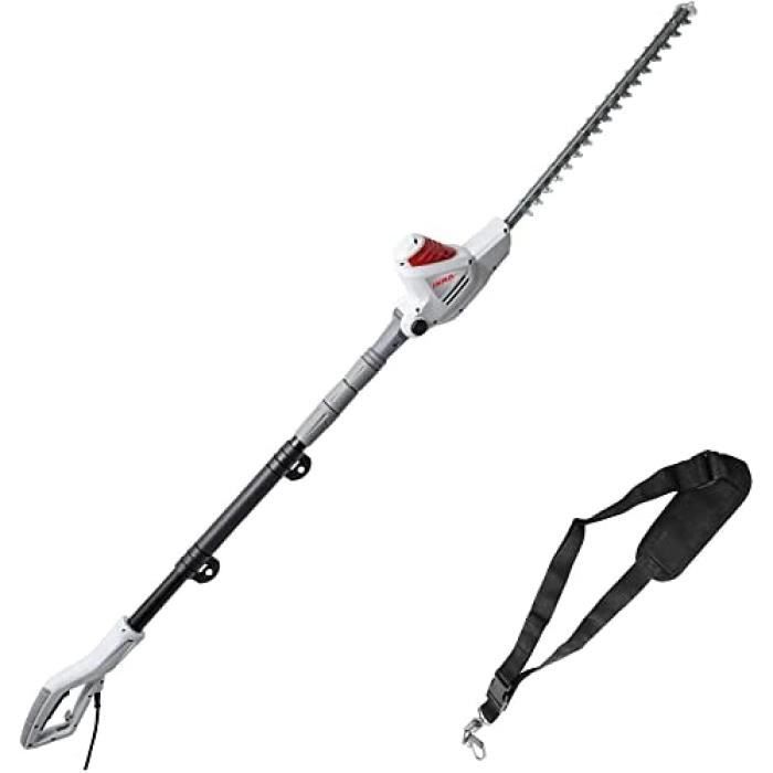 Ikra Taille-haie telescopique electrique ITHS 600, sangle incluse, 600W, longueur de coupe 51cm, reglage de l'angle de coupe