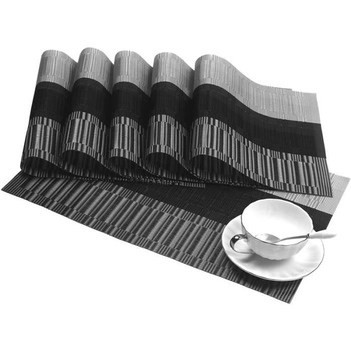 Chemin de table en feutre lavable, gris et résistant à la chaleur,  protection de table (noir/gris/étoile, 30 x 120 cm)