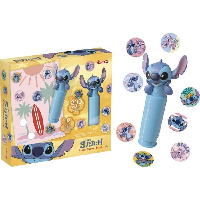 LANSAY | Stitch – Stickers Fun | Atelier Créatif pour Enfants avec 200 Stickers 10 Feuilles Illustrées et Tampon Stitch | Décoration Personnalisée pour Fans de Disney | Activité Manuelle Dès