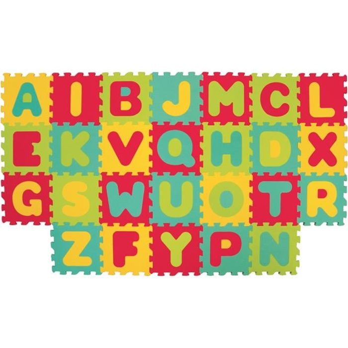 LUDI – Tapis de sol épais et jouet Éducatif – 1054 - puzzle géant aux motifs Lettres – dès 10 mois – lot de 26 dalles en mousse