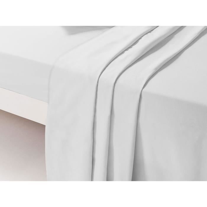Drap plat - DP134 - Blanc - 180 cm x 290 cm - 100% Coton - Lavable en machine à 60° Drap plat - DP134 - Blanc - 180 cm x 290 cm - 100% Coton - Lavable en machine à 60°