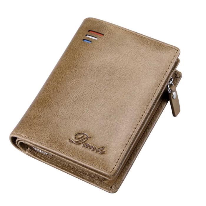 Portefeuille Homme Cuir Grande capacité MARQUEUNE Kaki