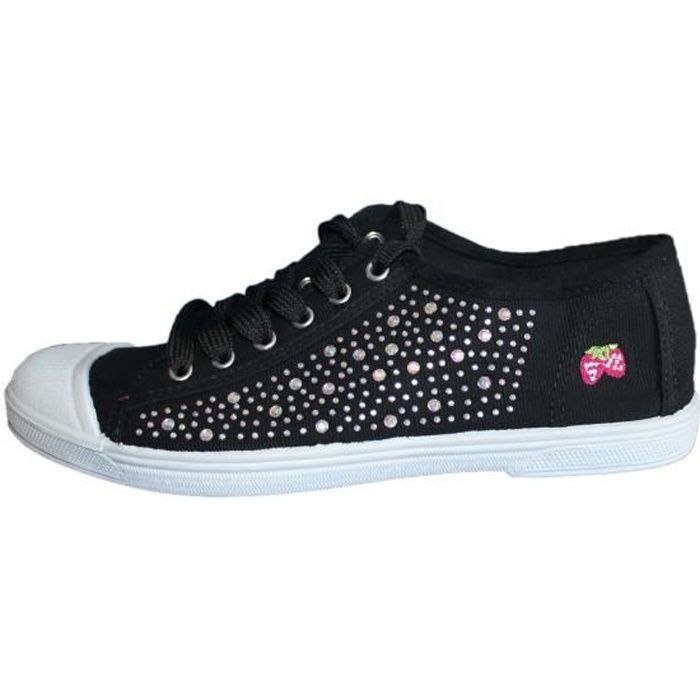 Tennis en toile noire avec strass femme ou ados noire Cdiscount