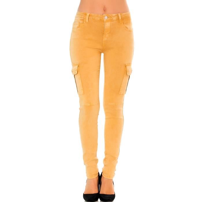 Pantalon Jaune Moutarde Cigarette Avec Poche Sur Le Coté
