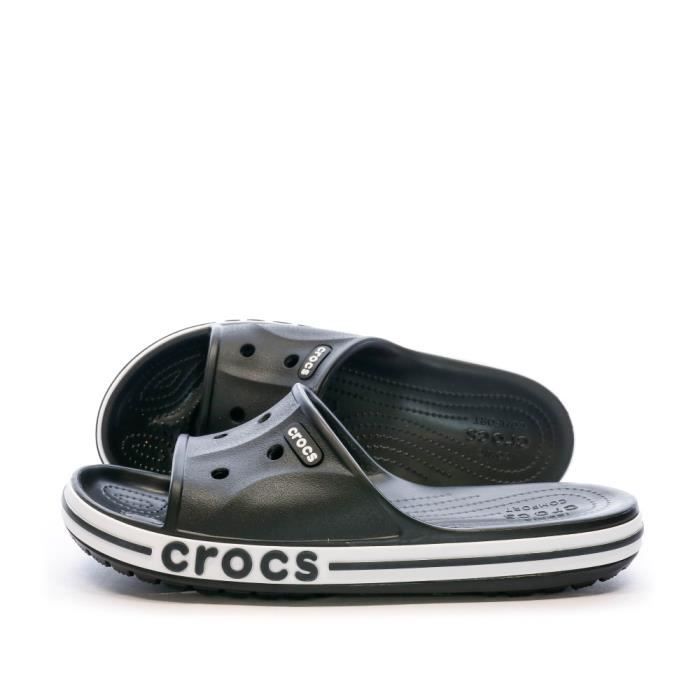 Claquettes Crocs - Noir Blanc - Bayaband Slide - Adulte Mixte - Plateforme 1cm