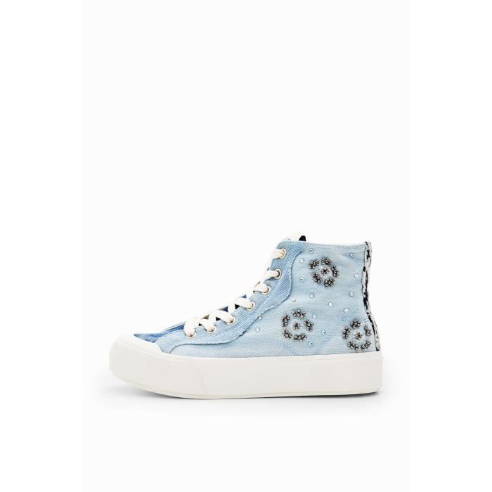 Desigual Baskets femme DESIGUAL Crush High - Patchwork de denim - Plateforme - Perles brodées