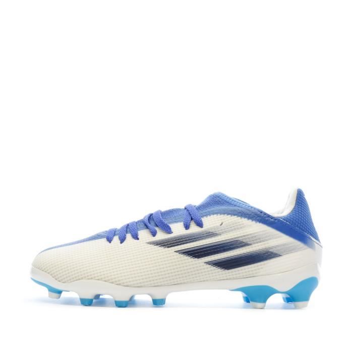 Chaussures de Football Blanche/Bleu Garçon Adidas X Speedflow.3 Mg J