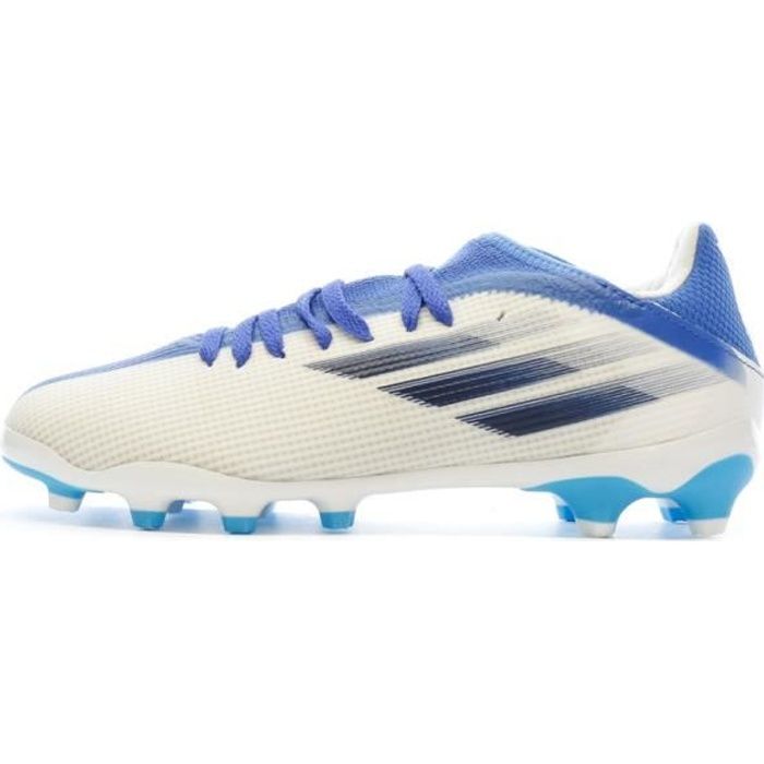 Chaussures de Football Blanche/Bleu Garçon Adidas X Speedflow.3 Mg J