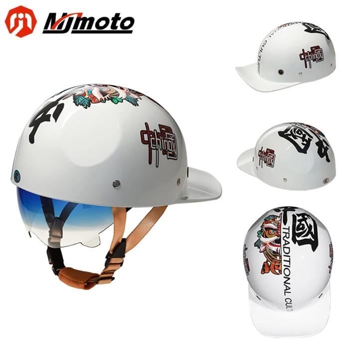 Casque Moto Ouvert Vintage DCLINA Léopard Floral - Approuvé DOT - 3/4 Demi-casque Avec Visière