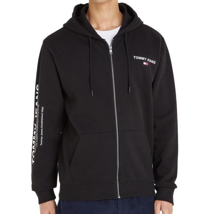 sweat zippé noir homme tommy hilfiger entry zip