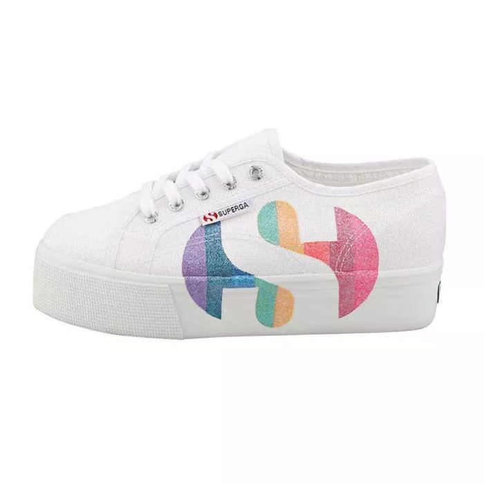 Superga Basket Superga - SUPERGA - 2790-COTW PRINTED LOGOGLITTER - Plateau - Femme - Blanc multicolore