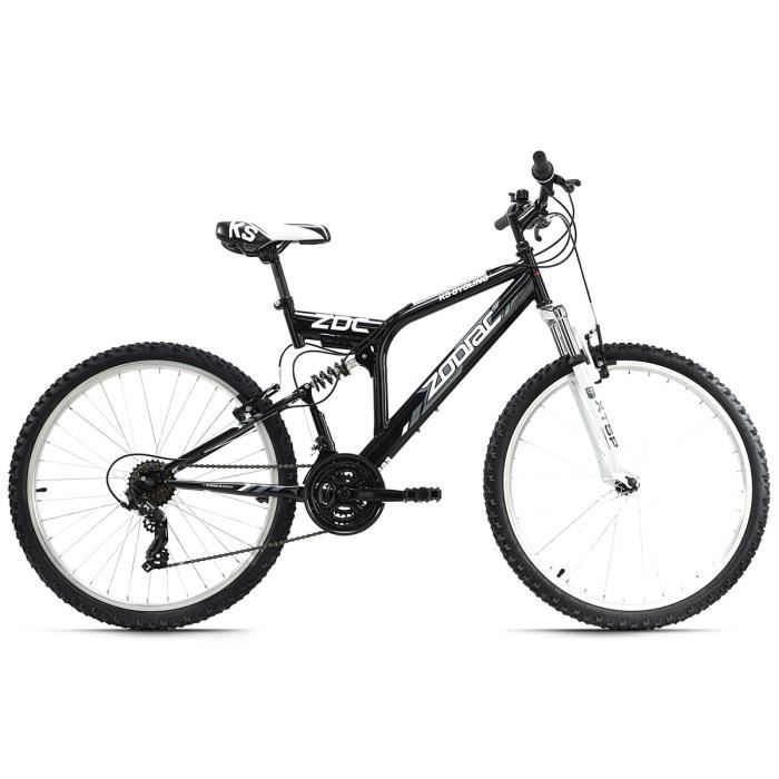 VTT tout suspendu 26 KS Cycling Zodiac Noir Blanc 21 vitesses Cdiscount Sport