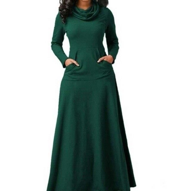 Robe Robe longue extensible nouveau style automne et hiver couleur