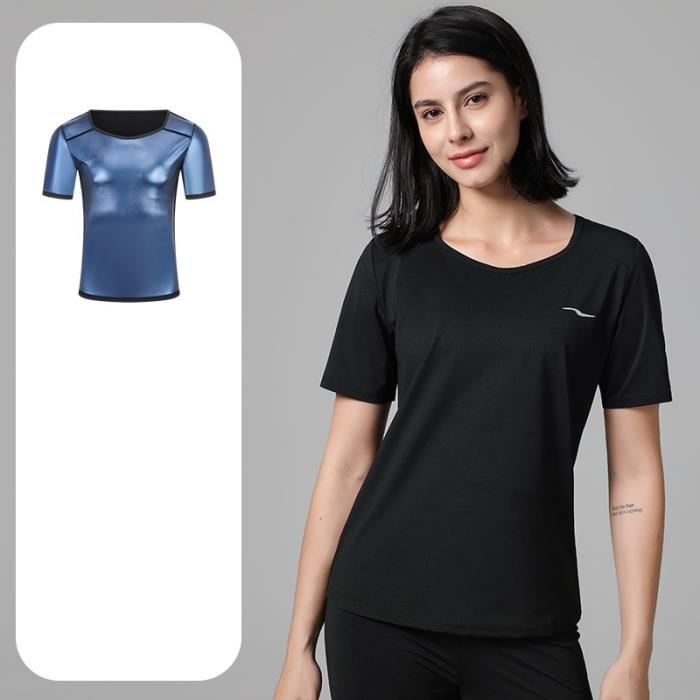 T-shirt de Sudation Femme Noir - Fitness - Brûler des graisses et suer plus