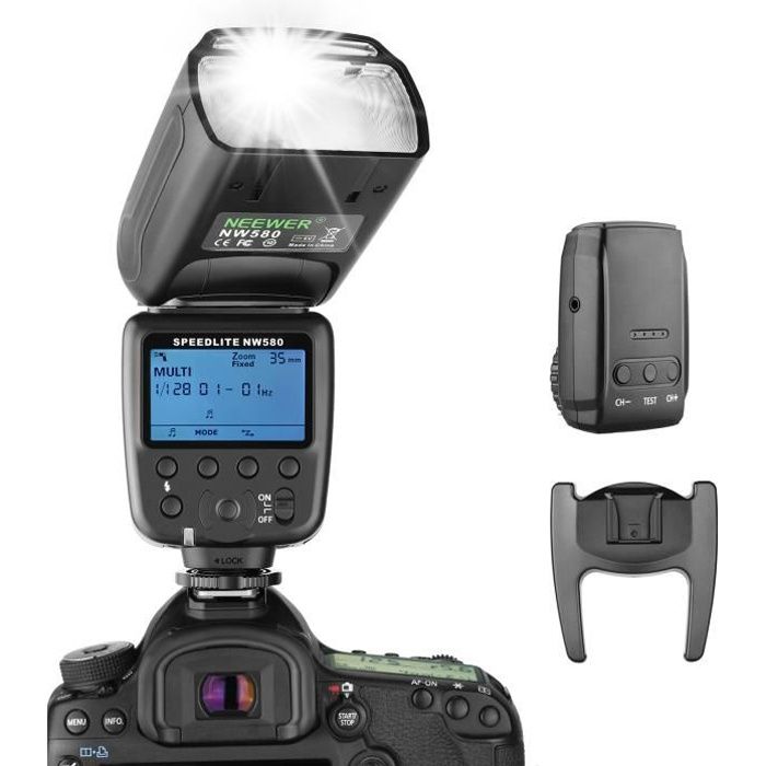 Neewer Flash Speedlite sans Fil pour Canon Nikon Sony Panasonic Olympus Fujifilm Caméra DSLR avec Sabot Standard, Ecran LCD,