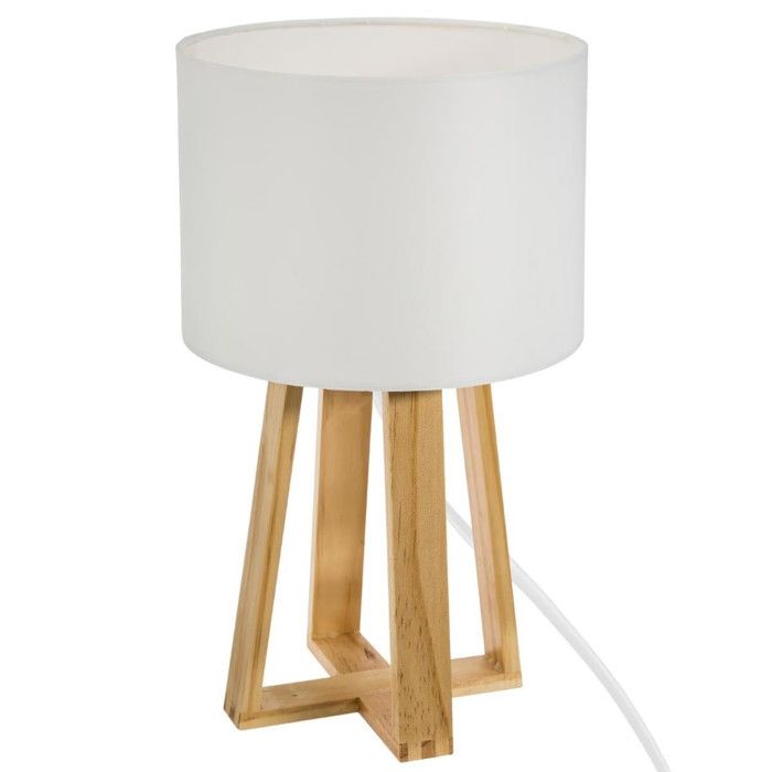 Lampe à Poser en Bois Scandinave 35cm Blanc