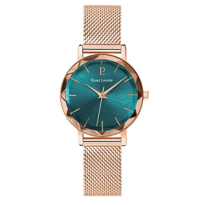Quartz Femme MULTIPLES Doré-rose Cadran Soleillé Vert Bracelet Acier milanais Doré-rose 14M