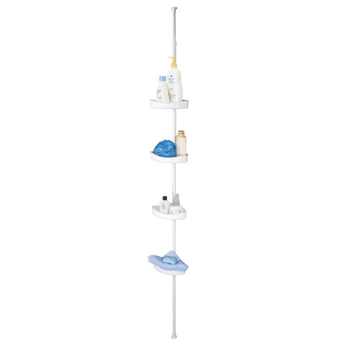 Serviteur de douche en m&eacute;tal blanc t&eacute;l&eacute;scopique auto port&eacute; 2.35m &agrave; 2.45m