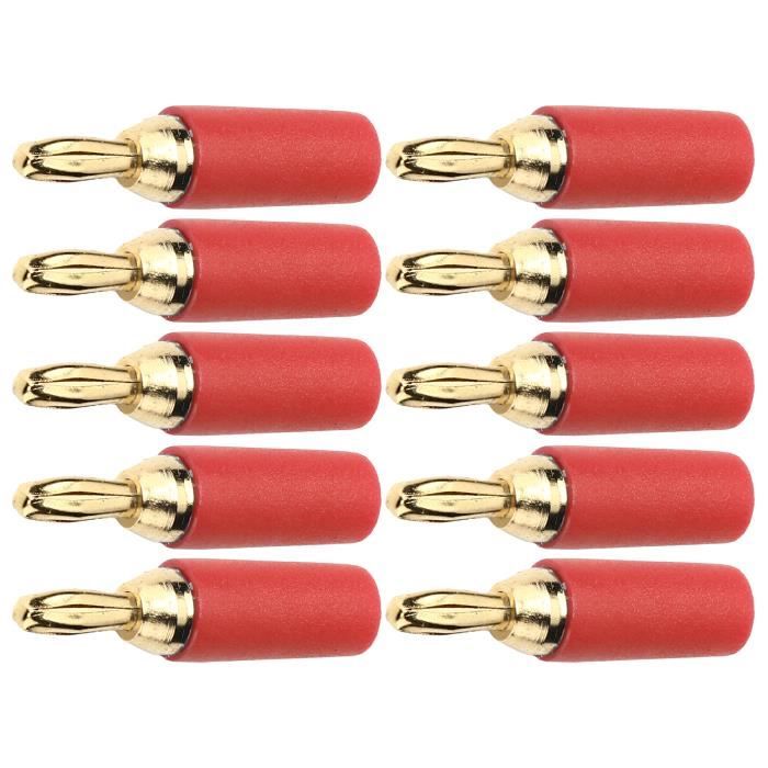 Lot De 10 Connecteurs Banane 4 Mm Mâle Vers 2 Mm Femelle - Pour électronique, Industrie, Solaire | Rouge Et Noir - 8