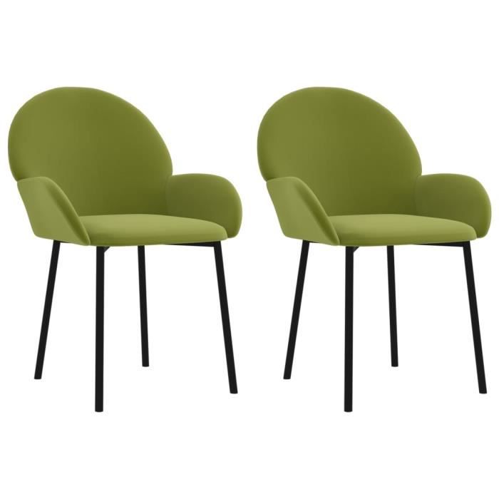 chaises de cuisine - chaises à manger lot de 2 vert clair velours qqmora ly1210