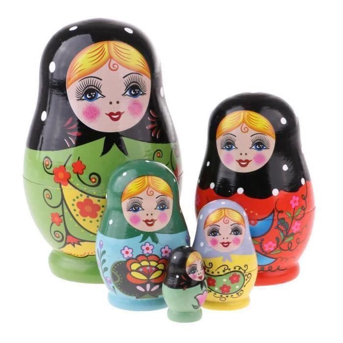 révéler-5pcs Poupées Russes Matriochka en Bois - Fille d'Hiver chiwanji