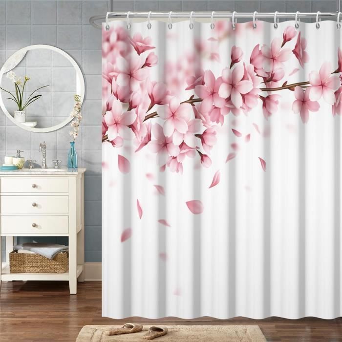 Rideau de douche 150180cm Rideau de douche floral Rideau de douche imperméable à imprimé rose