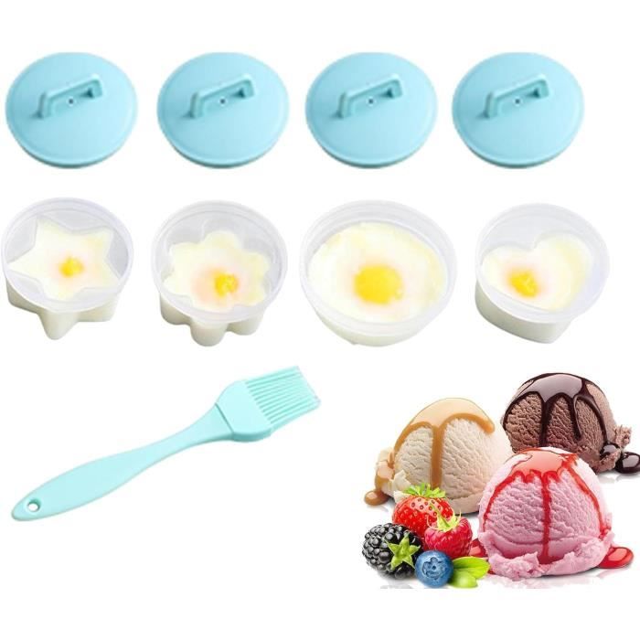 Kit 6 Moules à œufs Pochés En Silicone + 1 Pinceau à Huile - Ustensiles De Cuisine Antiadhésifs - Faciles à Nettoyer