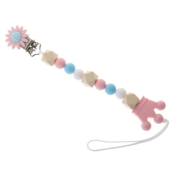 Chaîne de tétine avec nom hello kitty couronne tétine Support fille rose violet
