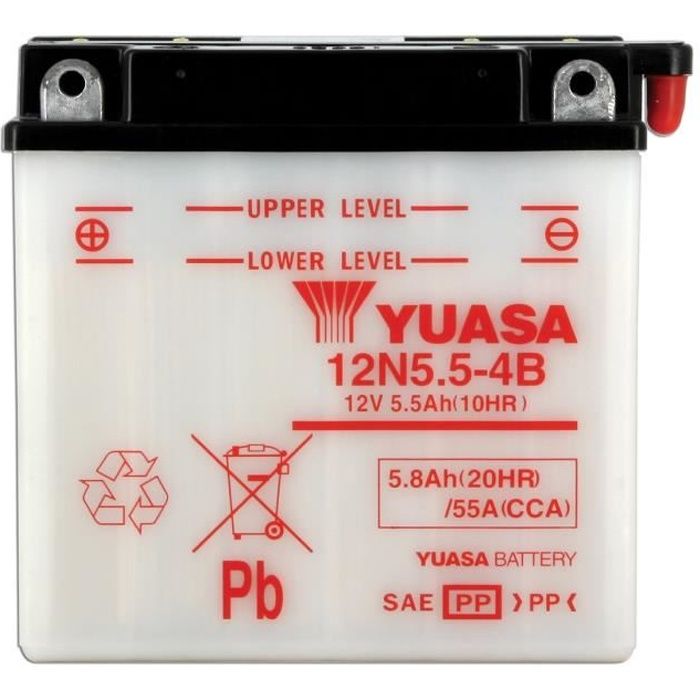 YUASA - Batterie Moto 12V Avec Entretien Sans Pack Acide 12N5.5-4B